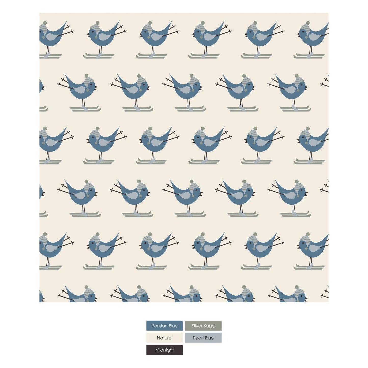 Print Aviator Hat in Natural Ski Birds