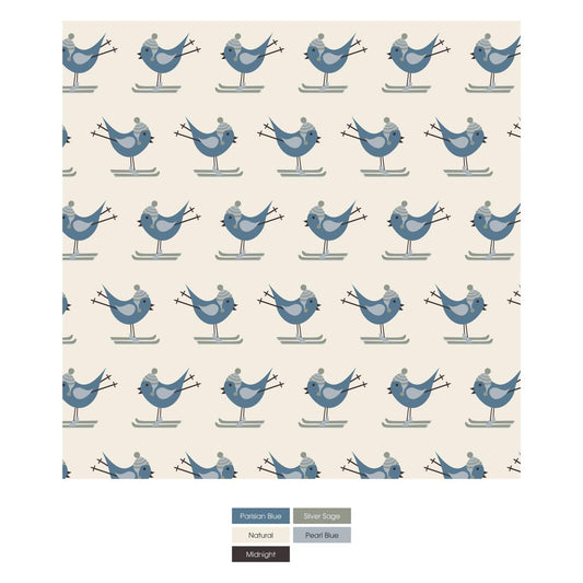 Print Aviator Hat in Natural Ski Birds