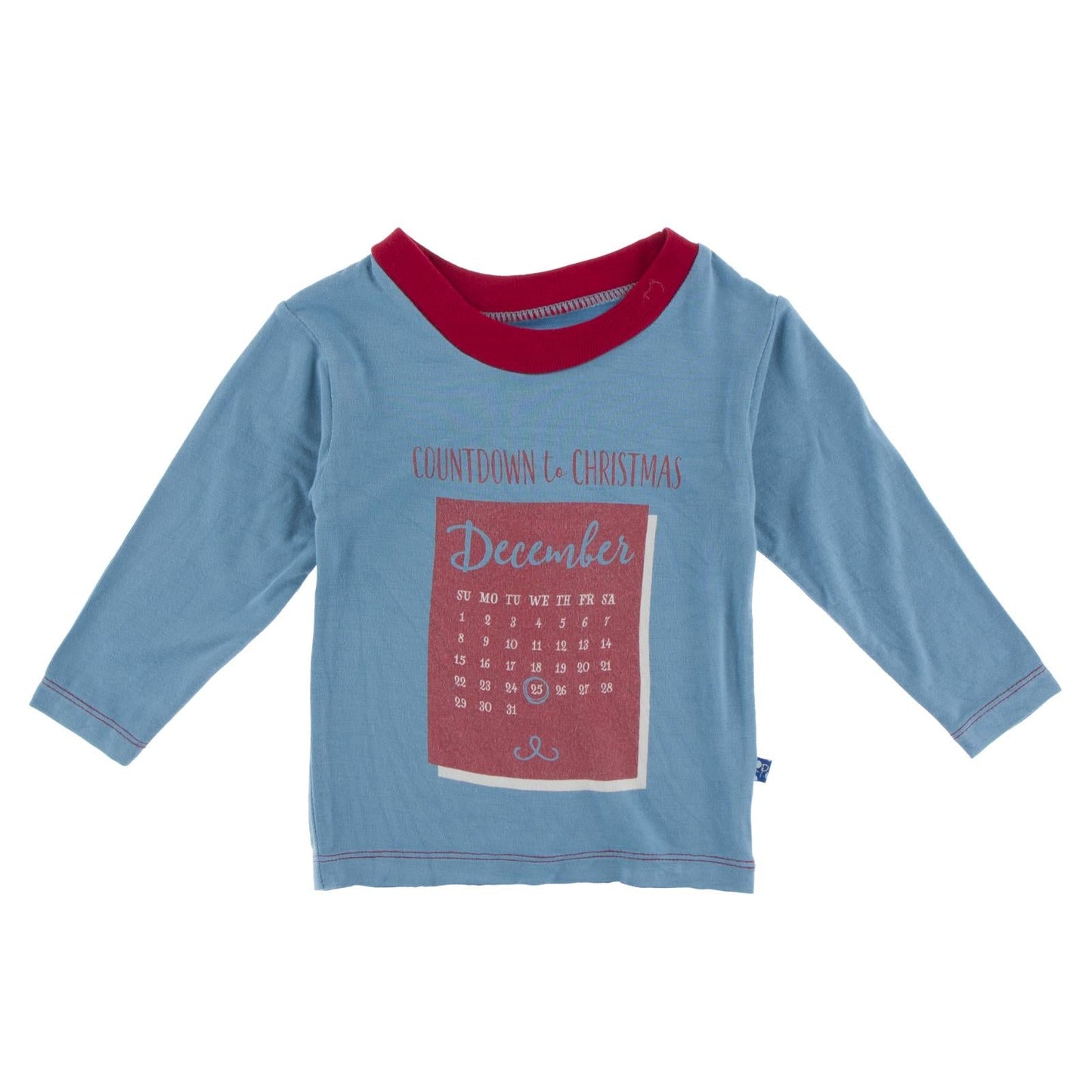 Long Sleeve Graphic Tee in Blue Moon Countdown to Christmas