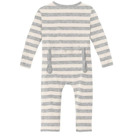 Print Coverall with 2 Way Zipper in Heathered Mist Sweet Stripe