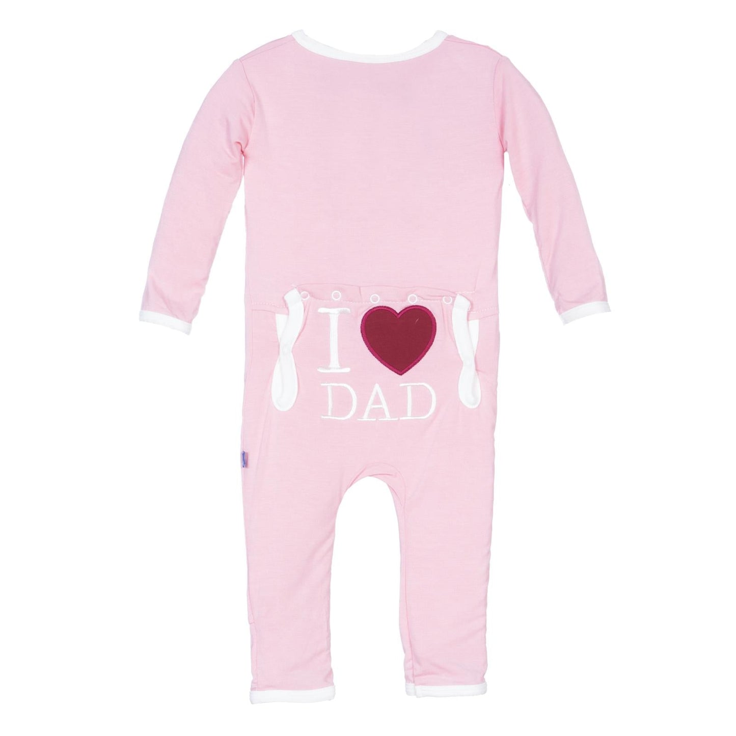 Applique Coverall with 2 Way Zipper in Lotus I Love Dad