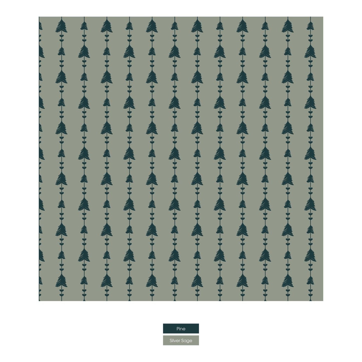 Print Leggings in Silver Sage Trees & Hearts