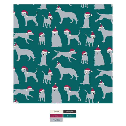 Print Fleece Joggers in Cedar Santa Dogs