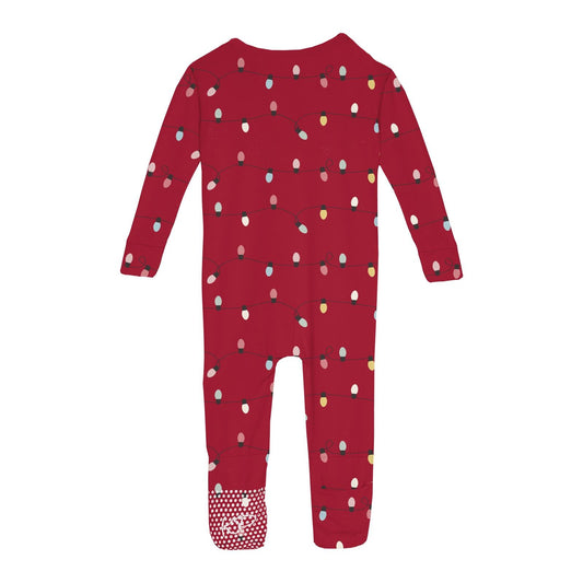 Print Convertible Coverall in Crimson Holiday Lights