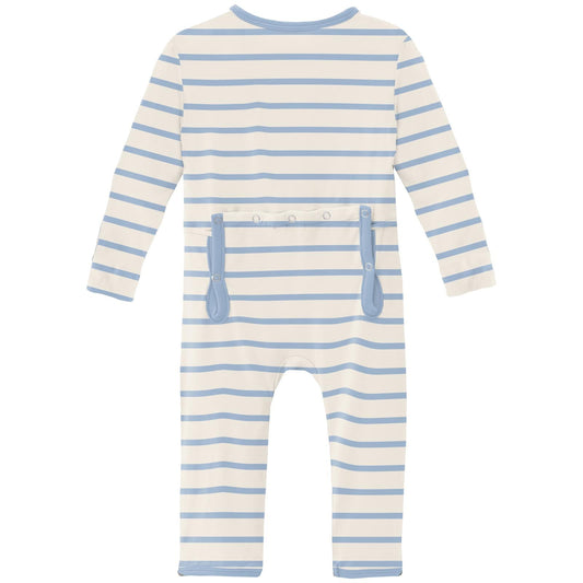Print Coverall with 2 Way Zipper in Pond Sweet Stripe