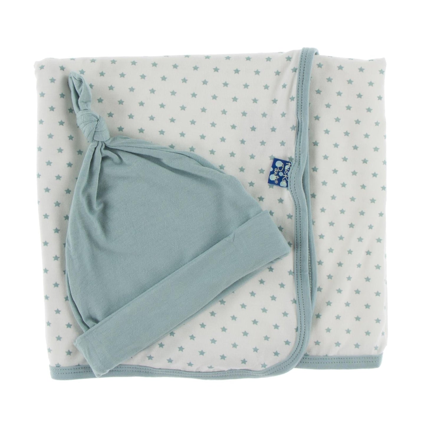 Swaddling Blanket and Knot Hat Set in Tiny Stars