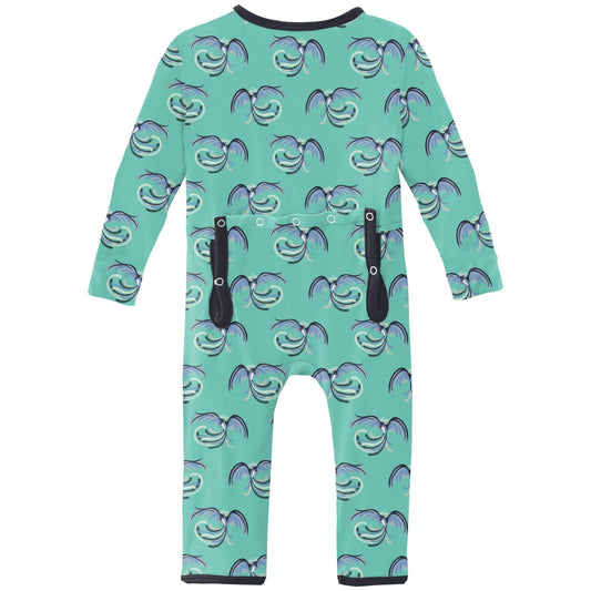 Print Coverall with 2 Way Zipper in Glass Phoenix