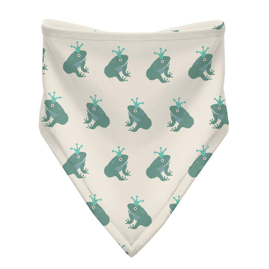 Print Bandana Bib Set of 3 in Natural Frog Prince, Jade and Jade Koi Pond