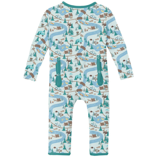 Print Coverall with 2 Way Zipper in Fresh Air Campground Map