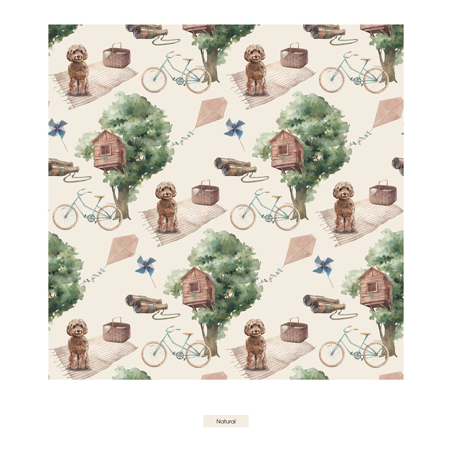 Print Coverall with 2 Way Zipper in Natural Tree House