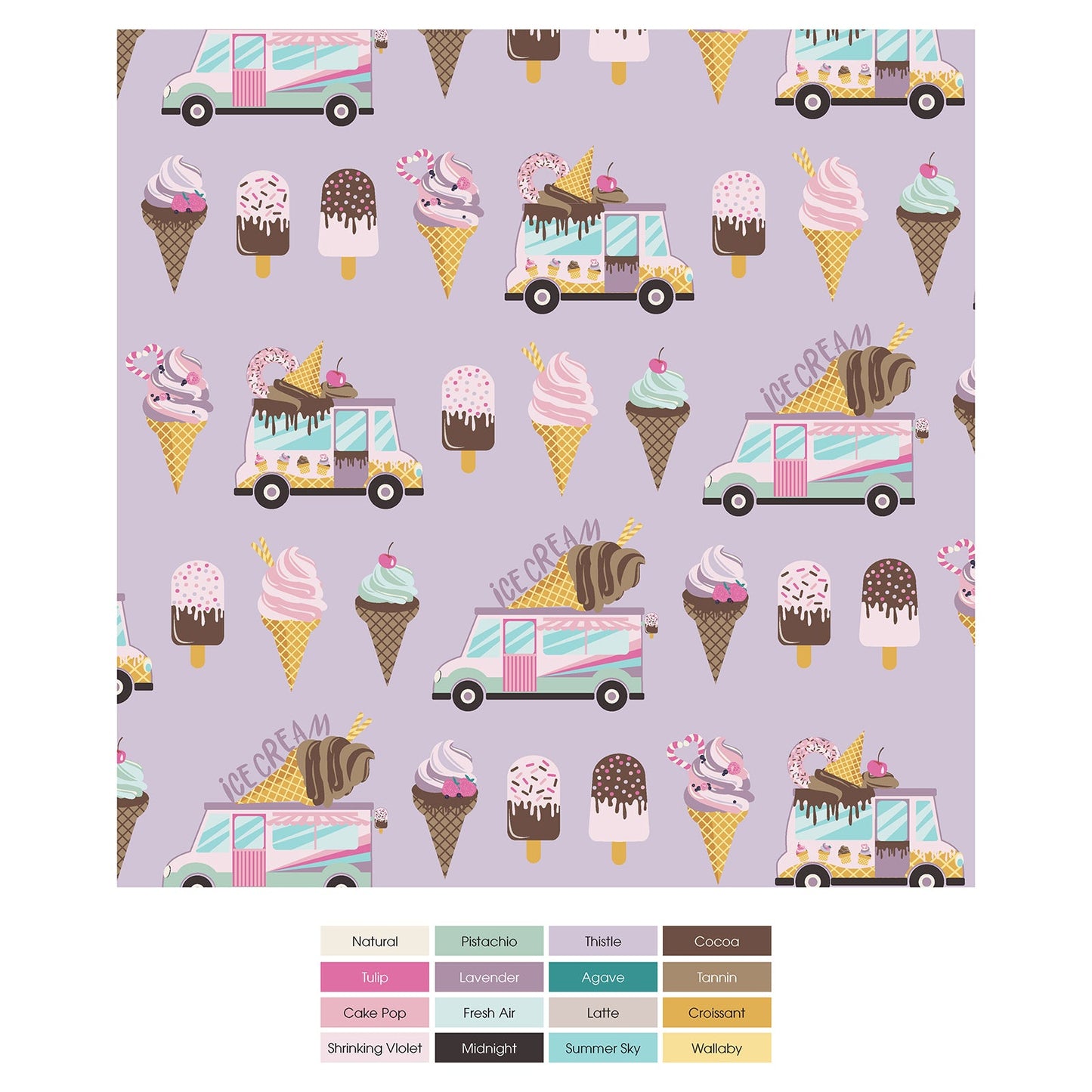 Print Coverall with 2 Way Zipper in Thistle Ice Cream Truck