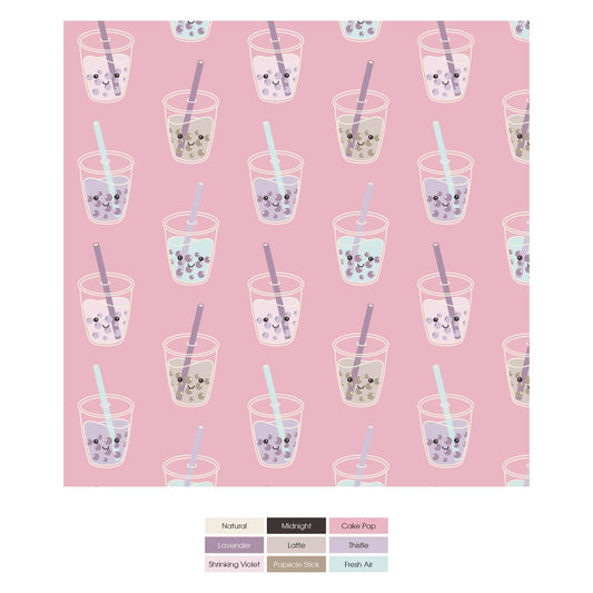Print Bib Set of 3 in Cake Pop Boba; Lavender Flower Lattice & Thistle Ice Cream Truck