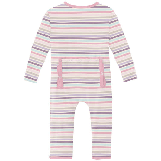 Print Coverall with 2 Way Zipper in Ice Cream Stripe