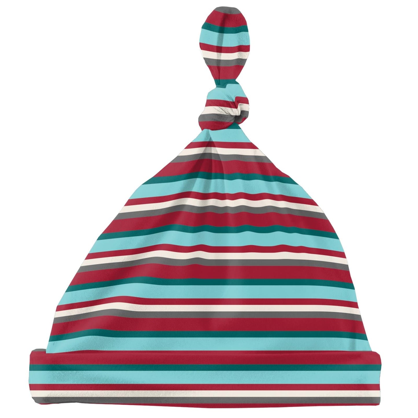 Print Knot Hat in Christmas Stripe
