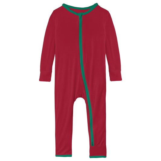 Applique Coverall with 2 Way Zipper in Crimson Gnomes