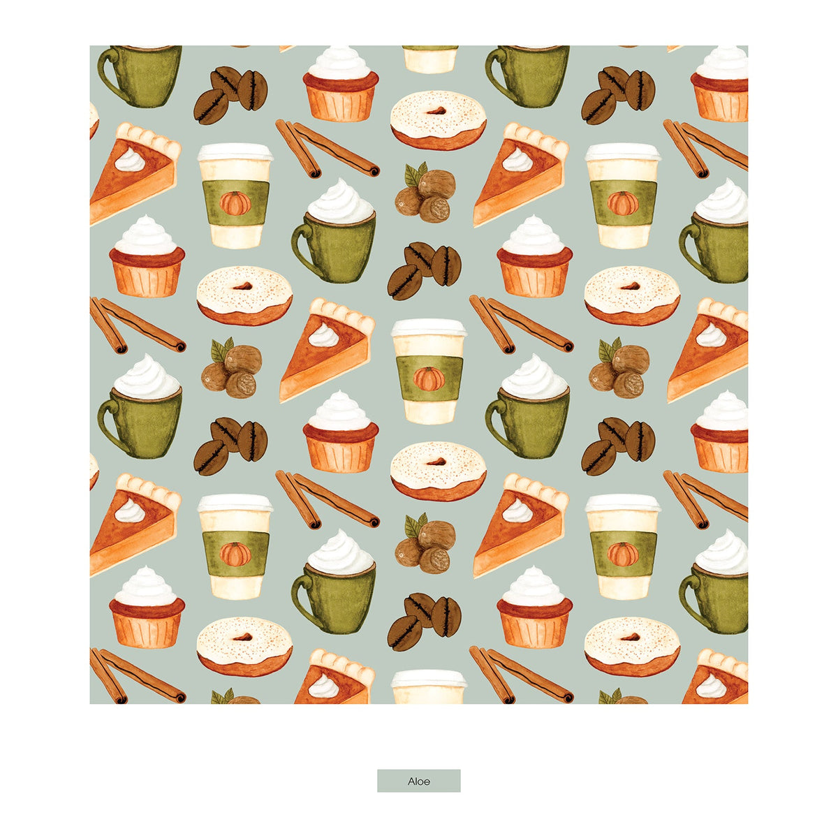 Print Coverall with 2 Way Zipper in Aloe Pumpkin Spice
