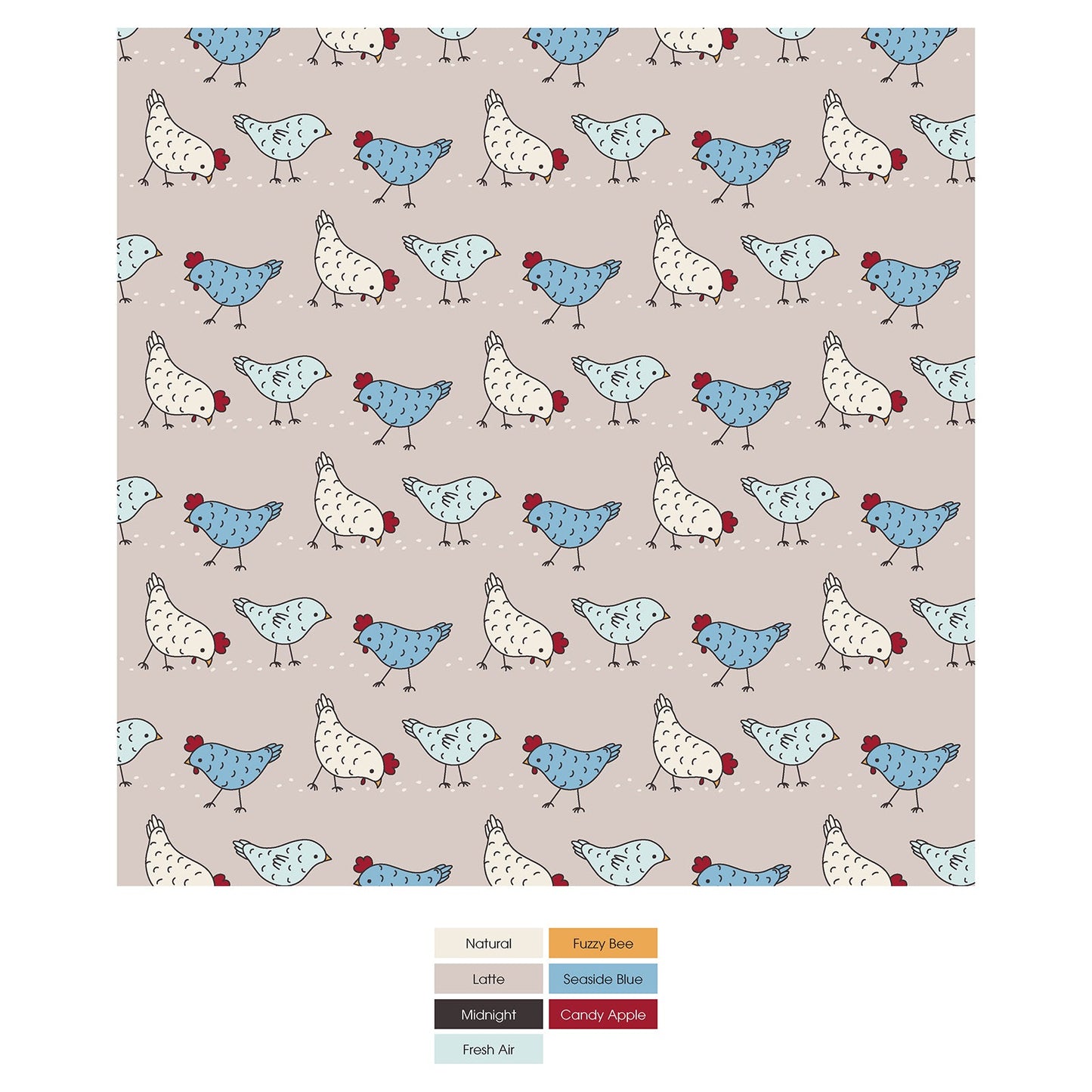 Print Convertible Sleeper with Zipper in Latte Chickens