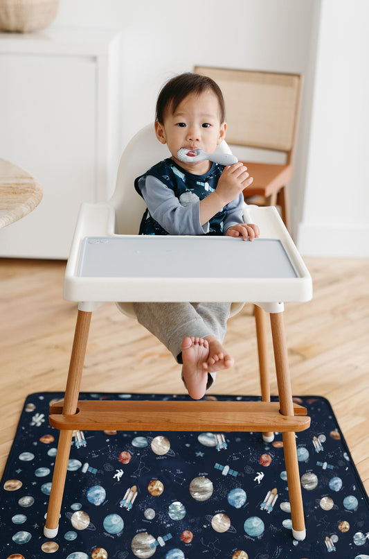 Outer Space Splash Mat - A Waterproof Catch-All for Highchair Spills and More!