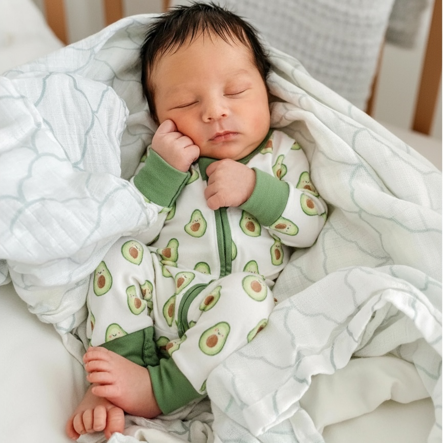 Avocado Bamboo Zipper Romper