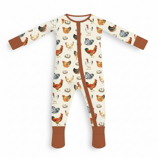 Chicken Bamboo Zipper Romper