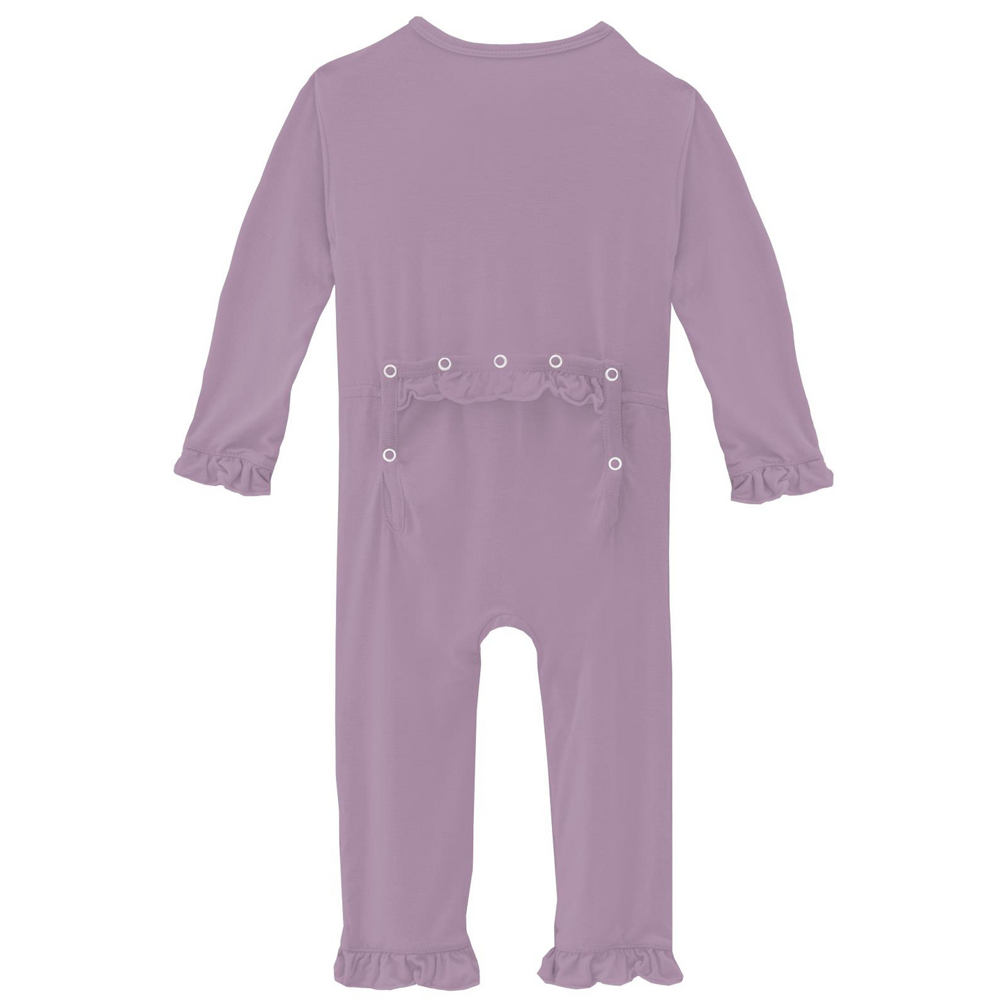 Layette Ruffle Coverall with Snaps, Lavender
