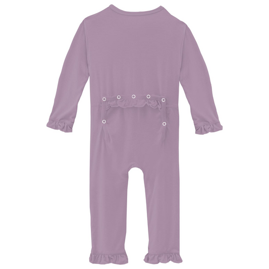 Layette Ruffle Coverall with Snaps, Lavender