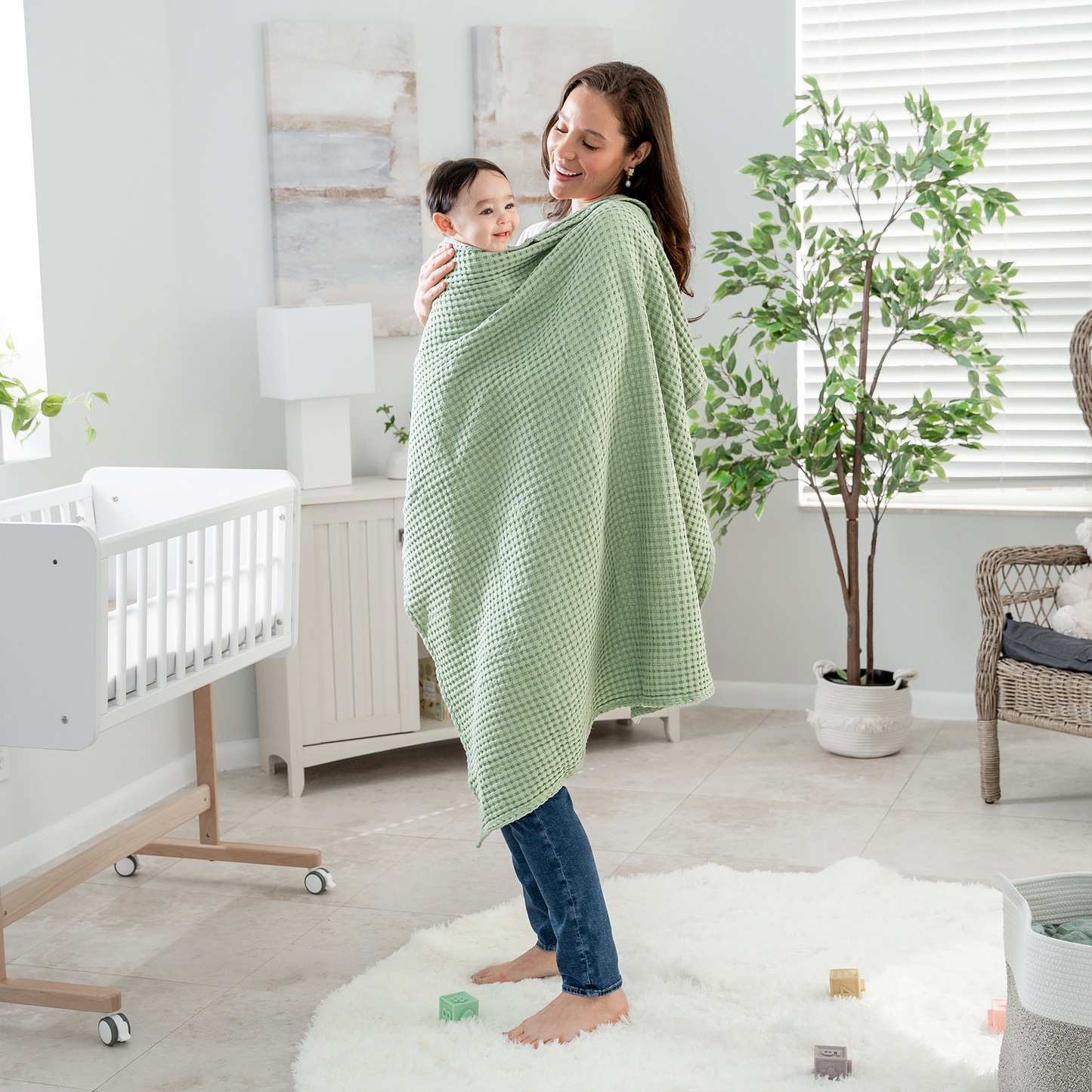 Baby Waffle Blankets in Sage