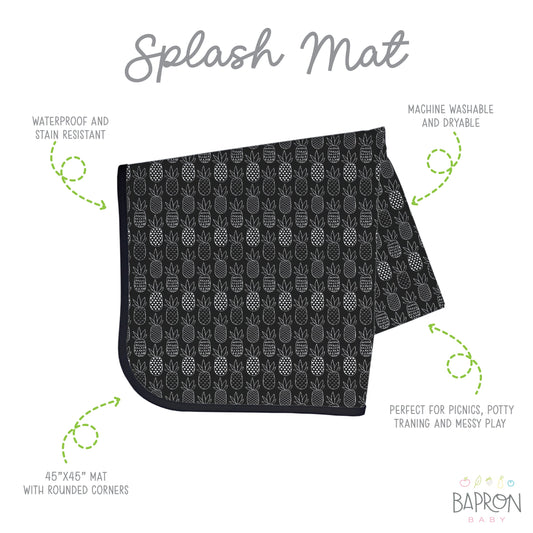 Pineapple Monochrome Splash Mat - A Waterproof Catch-All for Highchair Spills and More!
