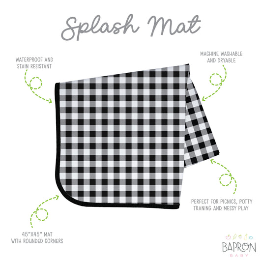 White Buffalo Plaid Splash Mat - A Waterproof Catch-All for Highchair Spills and More!