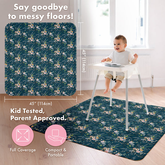 Boho Floral Splash Mat - A Waterproof Catch-All for Highchair Spills and More!