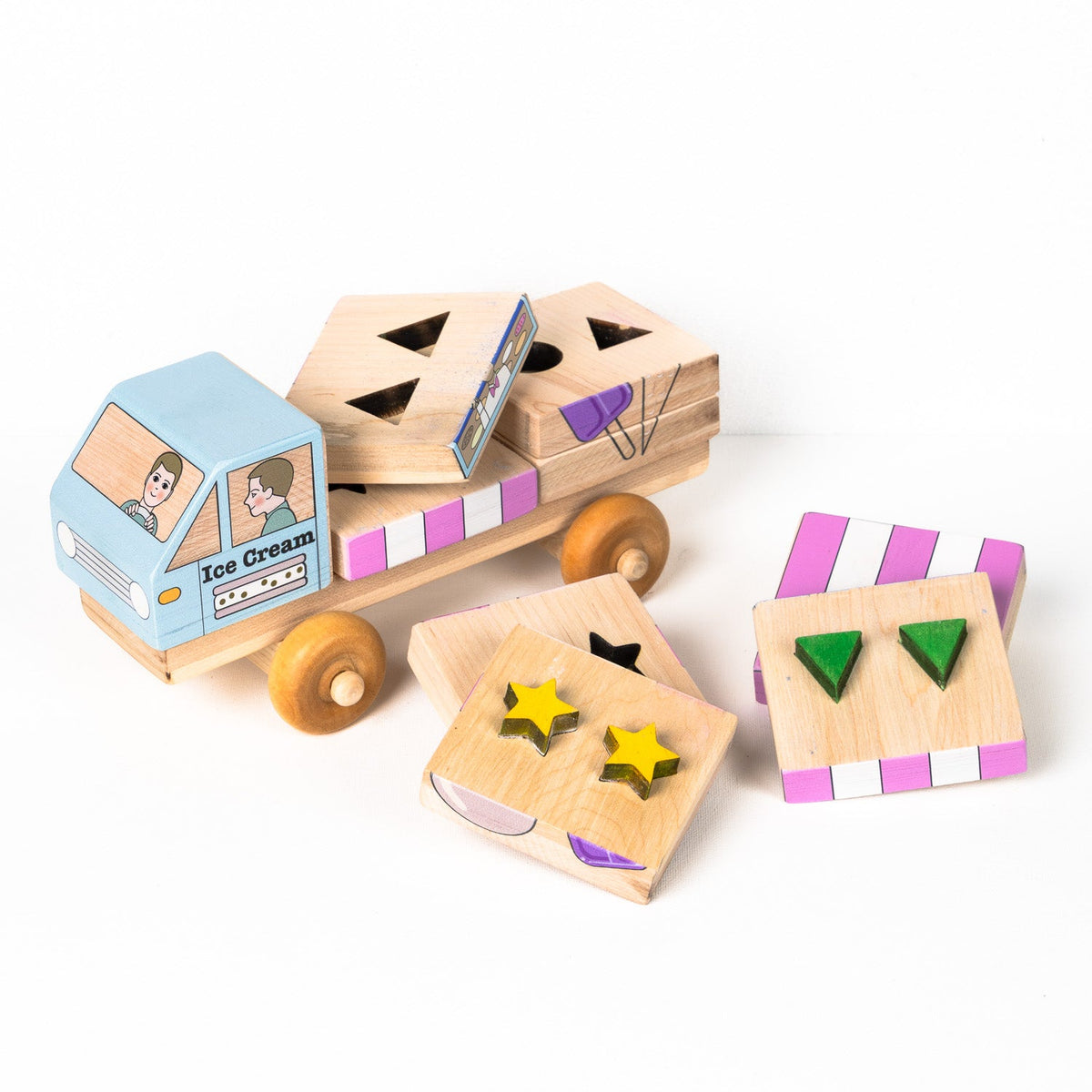 Shape Recognition Stackable Puzzle Truck - Ice Cream Truck | Printed in the USA 🇺🇸