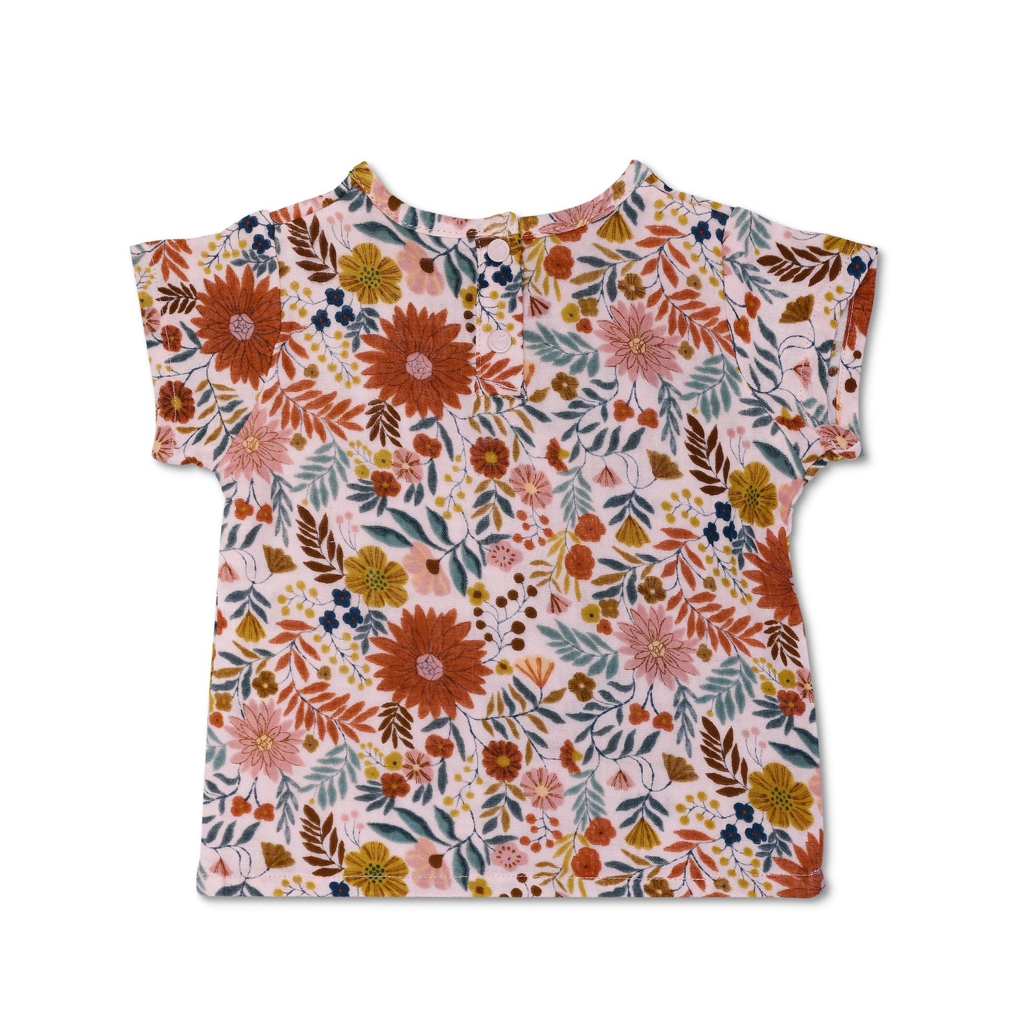 Muslin Short Sleeve Boxy Fit Top - Zinnia Bloom