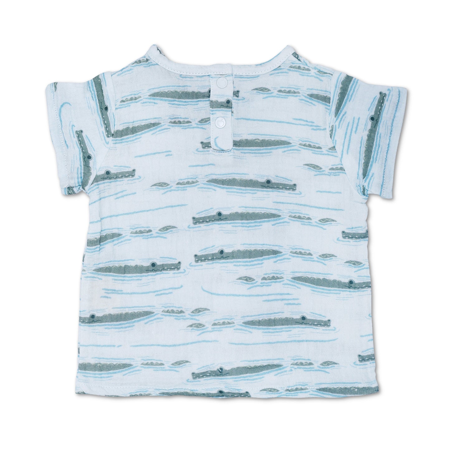 Muslin Short Sleeve Boxy Fit Top - Alligator Isle