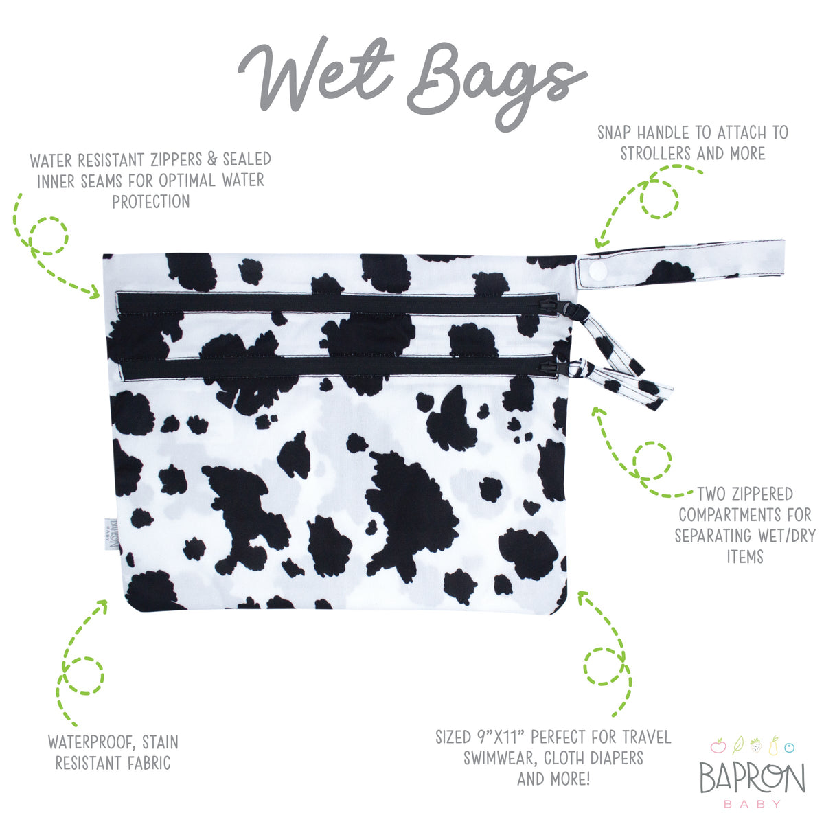 Cowhide - Waterproof Wet Bag (For mealtime, on-the-go, and more!) SALE