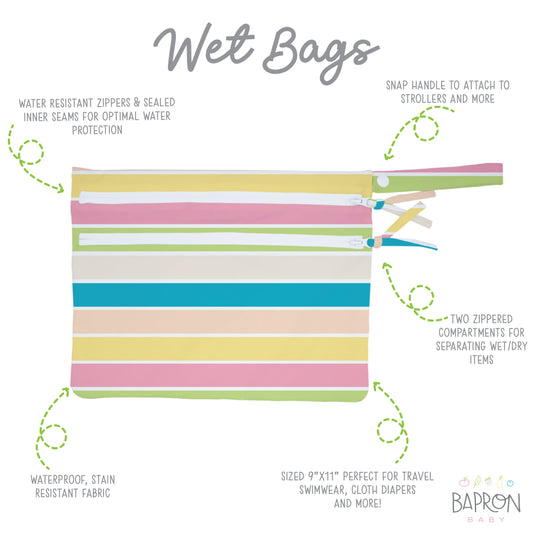 Rainbow Stripes - Waterproof Wet Bag (For mealtime, on-the-go, and more!)