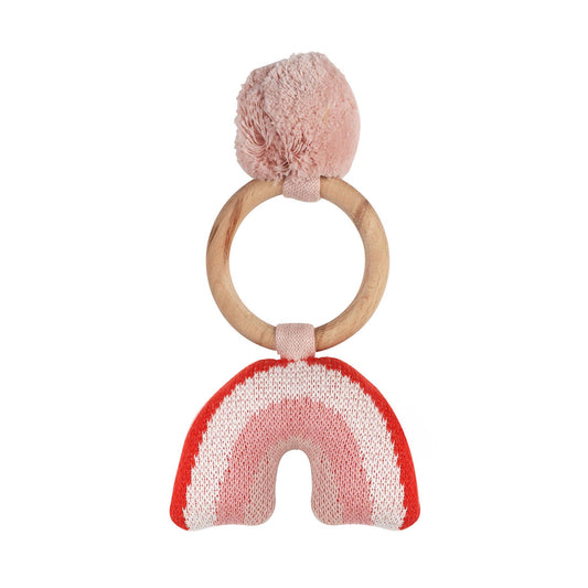 Organic Knit Rainbow Rattle in Pink Pearl