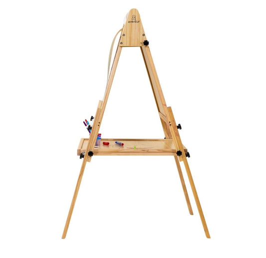 Foldable Kids Easel | Double-Sided Chalkboard & Magnetic Whiteboard with Paper Roll, 3 Adjustable Heights