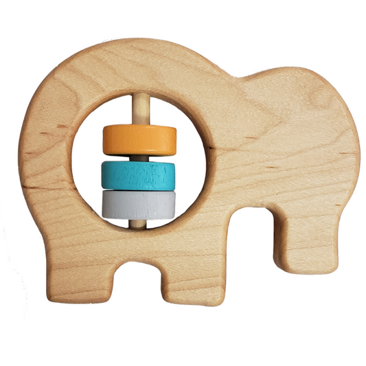 Wooden Elephant Rattle Teether Toy