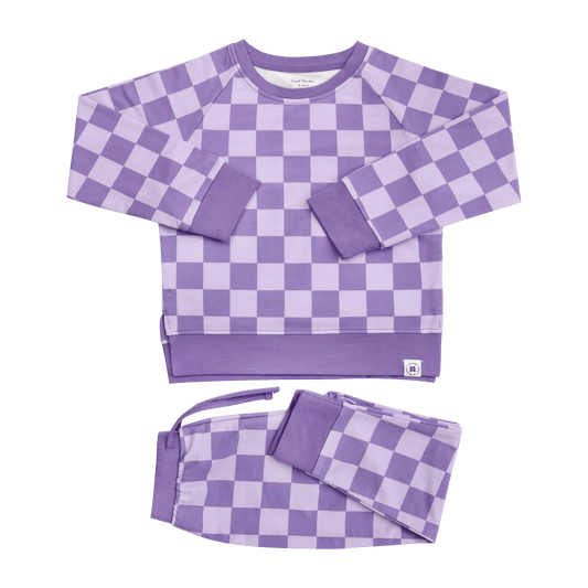 Checker Purple Haze Crew Neck Jogger Set