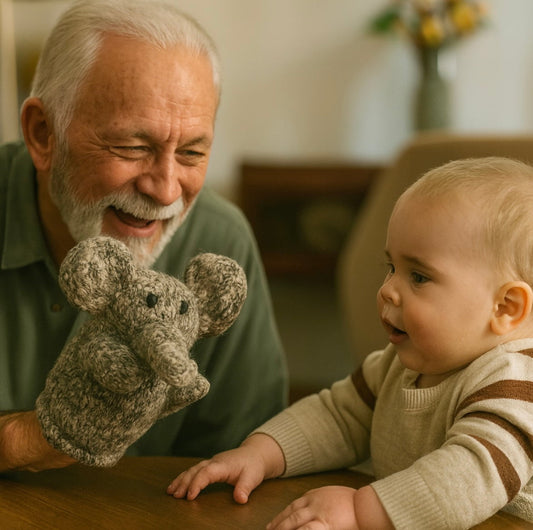 Organic Wool Knit Hand Puppet | Elliot the Elephant