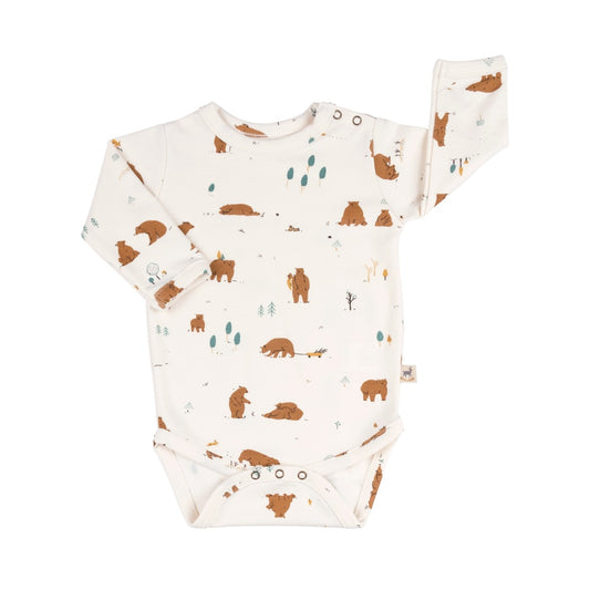 Forester Bears Long Sleeve Bodysuit, Sea Salt