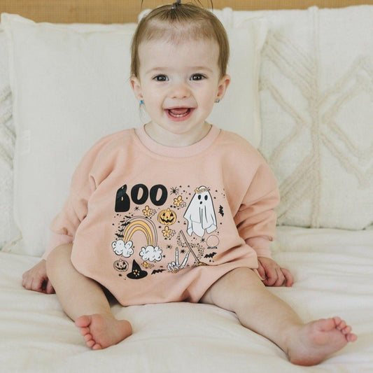 Baby Girls Halloween Sweatshirt Romper