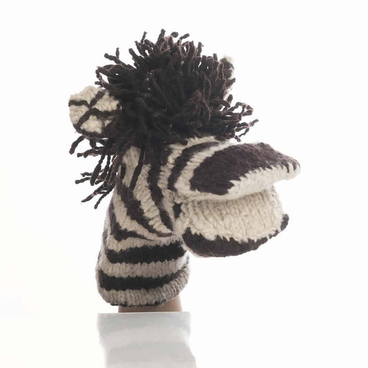 Organic Wool Knit Hand Puppet | Zachary the Zebra