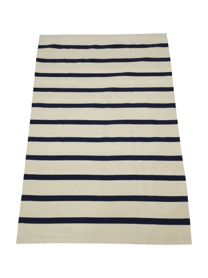 Navy Striped Wool Rug, 4 x 6