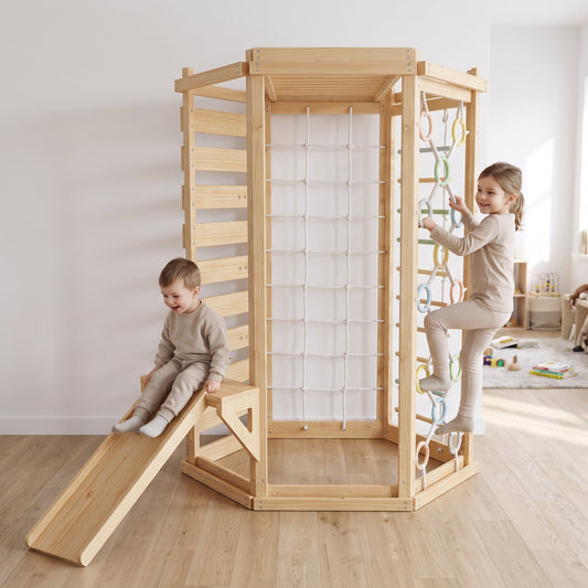 Hawthorn Indoor Playground | 93 Inch Kids Climbing Gym with Slide