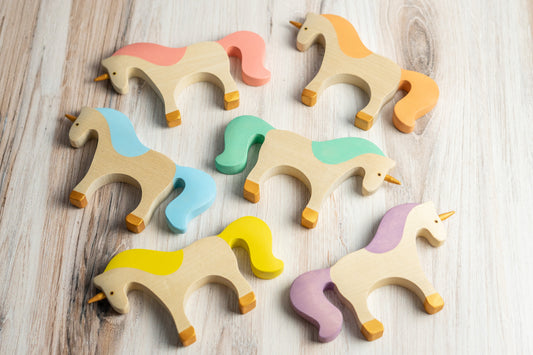 Waldorf large wooden Unicorn toy