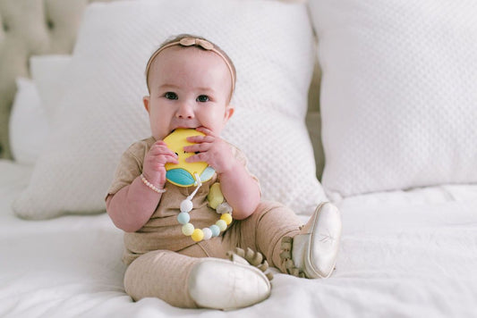 Lemon Silicone Teether and Holder Set