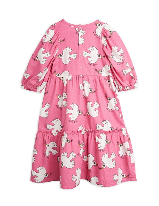 Peace Dove Woven Puff Sleeve Dress