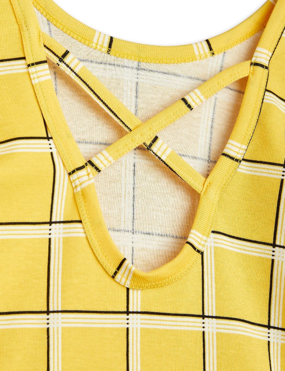 Check Ballet Short Sleeve Top