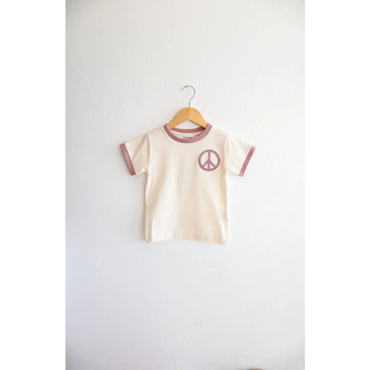 Lilac Peace Embroidered Ringer for Kids